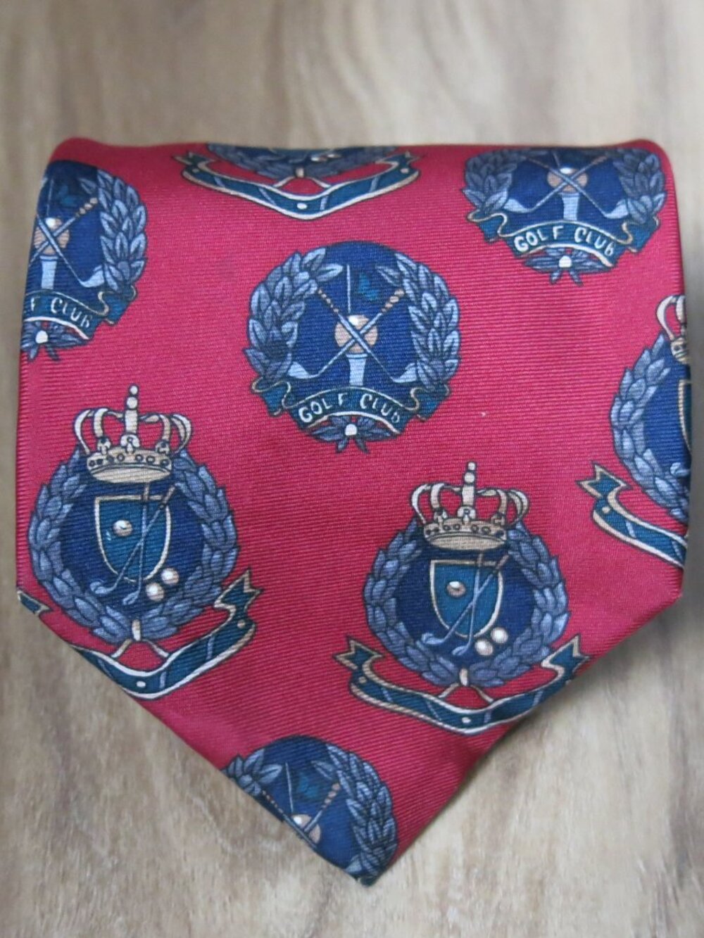 Gant Golf Club Preppy Crest Multi Color Print 100% Silk Vintage Men's Necktie